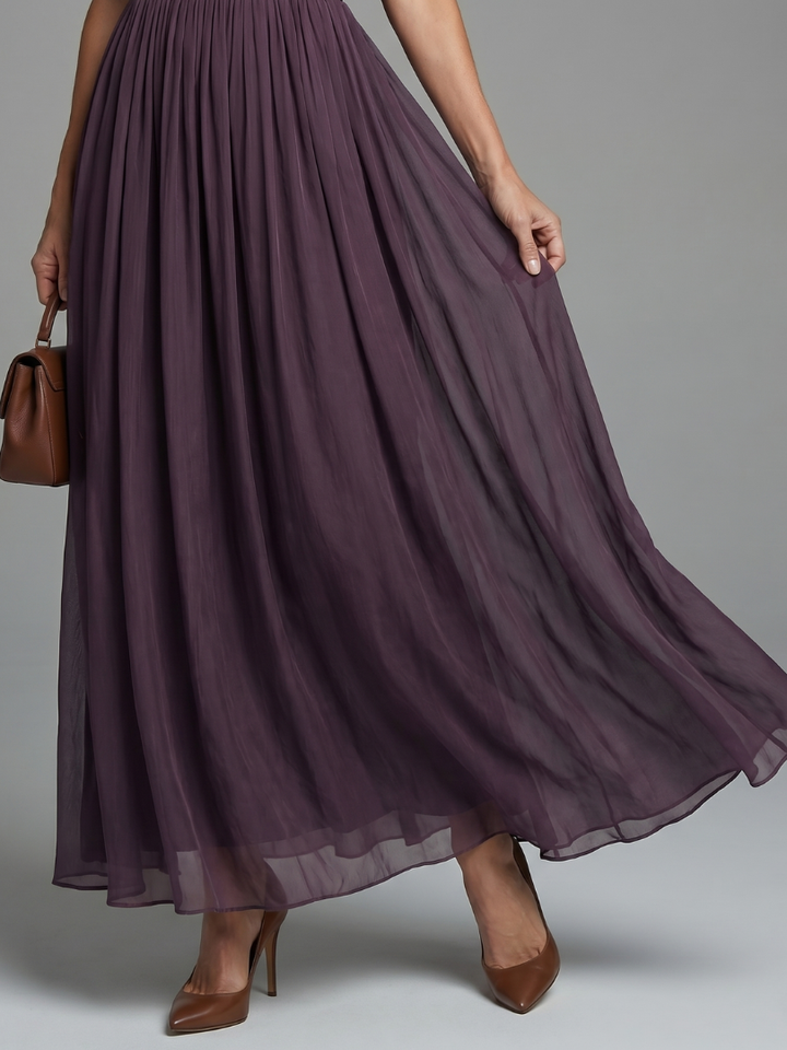 Elia | Abito Maxi con Vita Arricciata e Apertura a Chiave