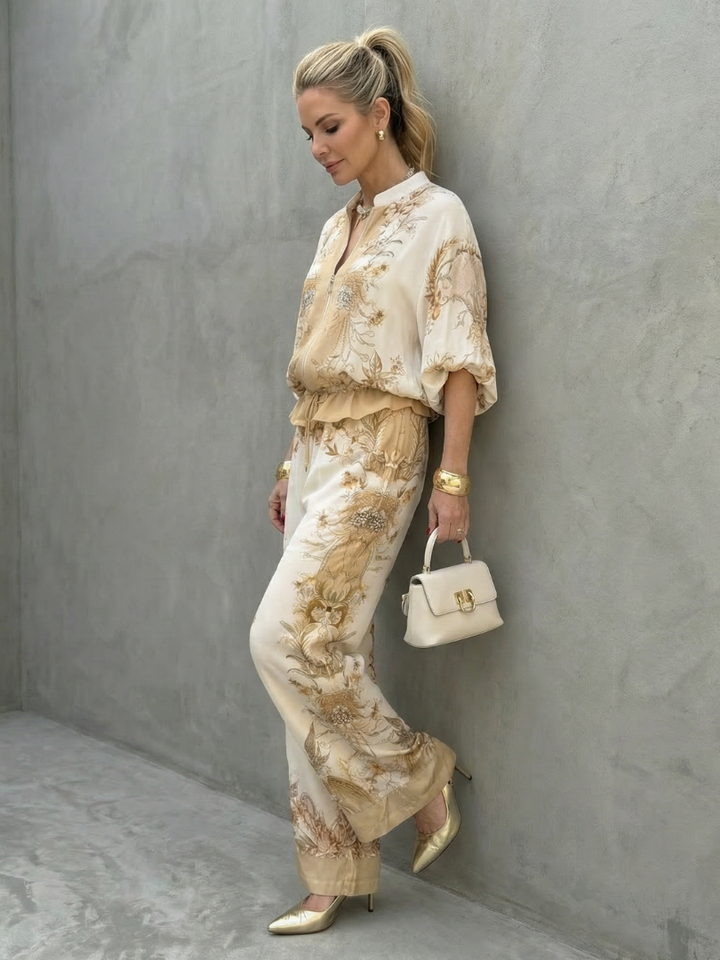 Indie | Top Blouson con Zip Frontale Stampato Set Due Pezzi