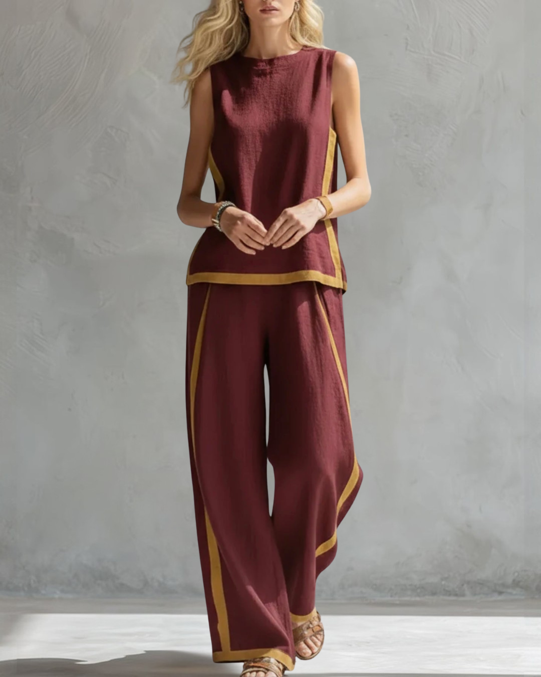 Ensemble de Deux Pièces Aurora en Lin Gris