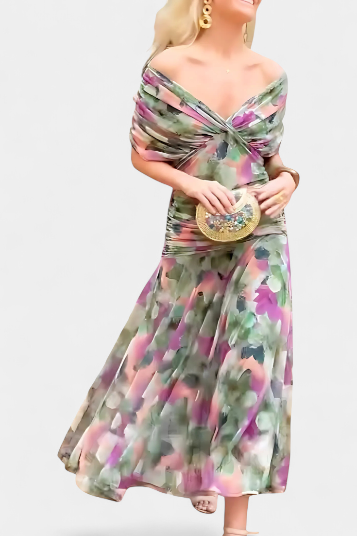 Alondra™ | Robe Longue Fleurie avec Décolleté en V