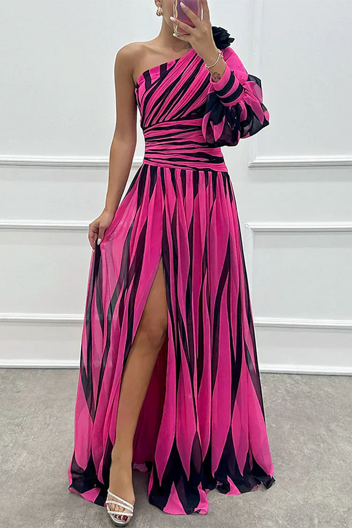 Shiloh - Robe maxi élégante à rayures avec une bretelle