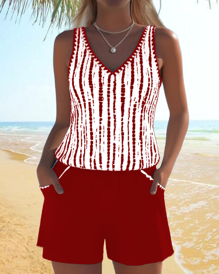 Maillot de bain décontracté avec poche et décolleté en V