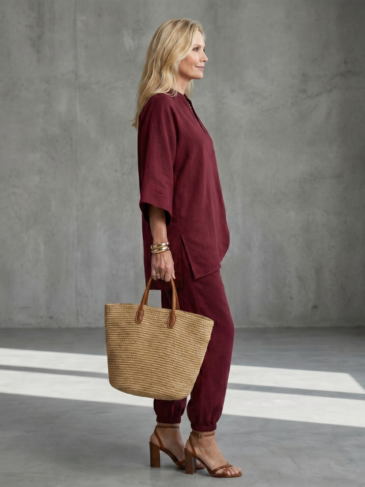 Georgiana | Set Tunica Viscosa e Pantaloni Arricciati