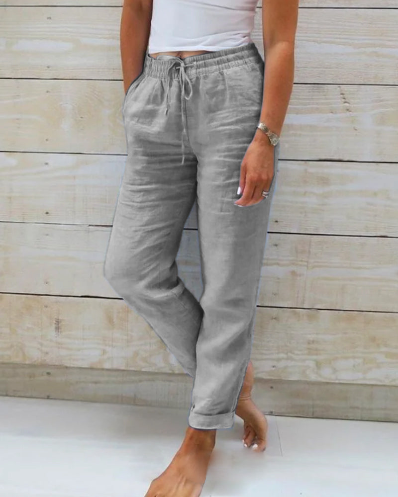 Allison - Pantalon Tailleur en Coton-Lin de Luxe
