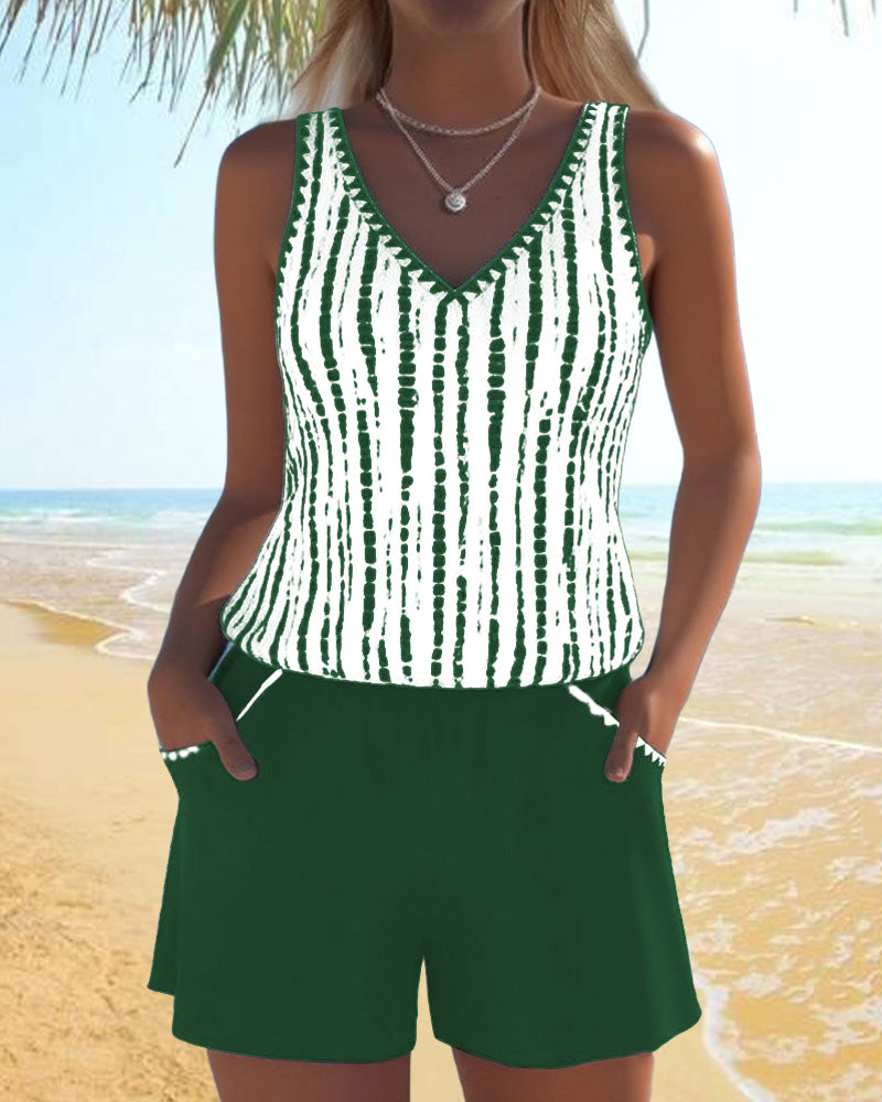 Maillot de bain décontracté avec poche et décolleté en V