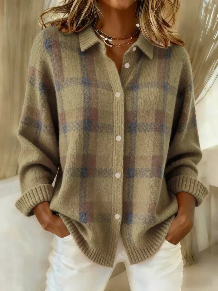 Divina - Camicia a Quadri Morbida come una Nuvola