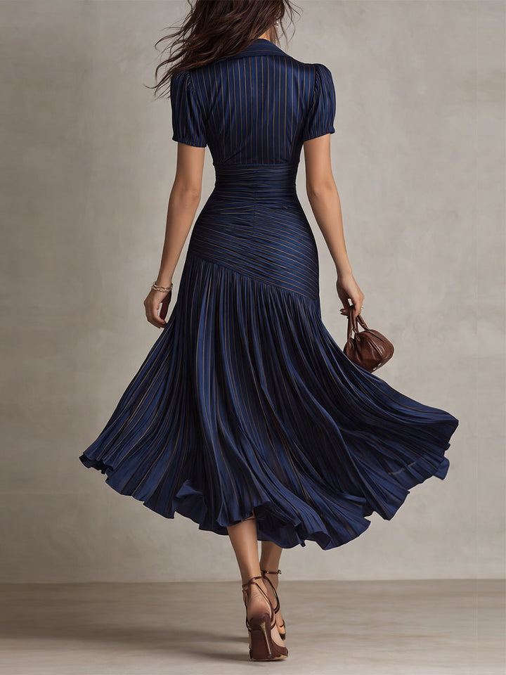 Adriana ∙ Robe midi satinée à rayures rétro