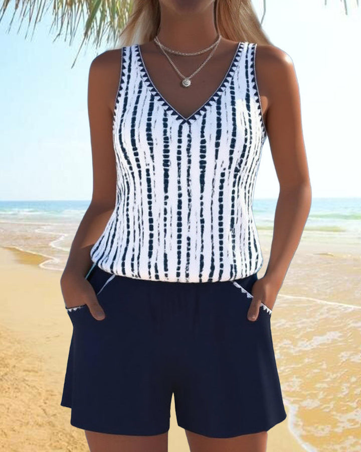 Maillot de bain décontracté avec poche et décolleté en V