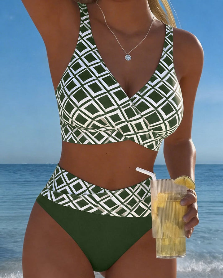 Bikini Deux Pièces Avec Soutien-Gorge Et Motif En Diamant