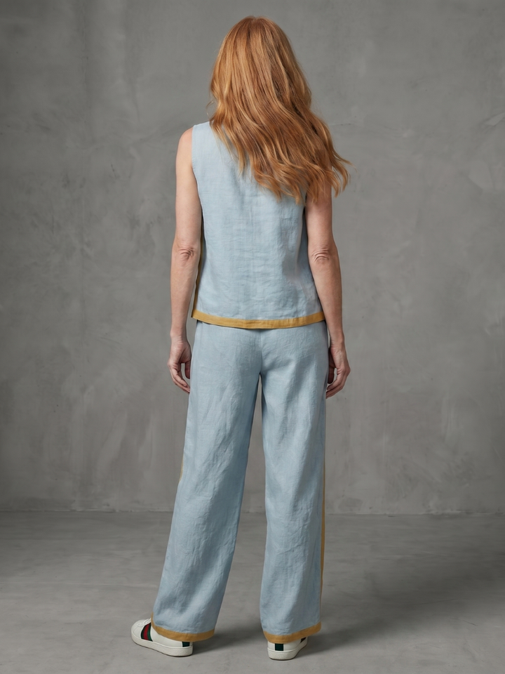 Inara | Top Senza Maniche e Pantaloni Larghi a Contrasto