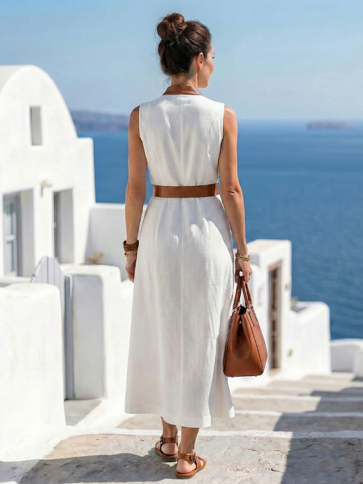Myra | Abito Midi con Linea a Contrasto