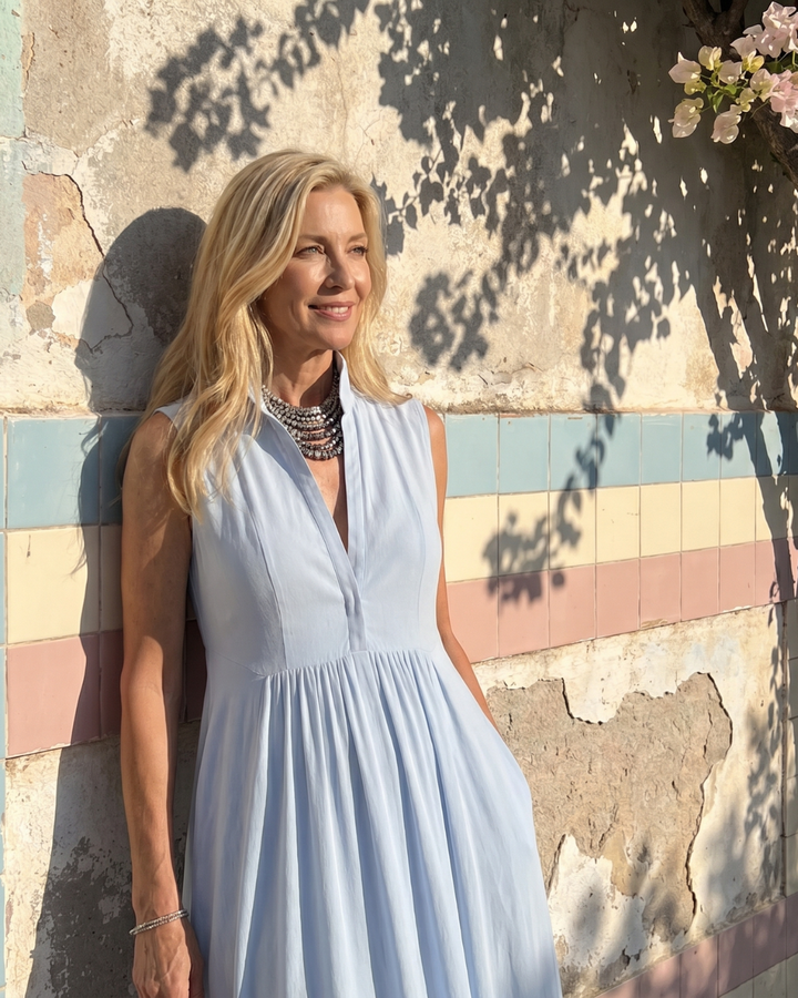 Virelia | Jumpsuit senza maniche con colletto e gamba larga