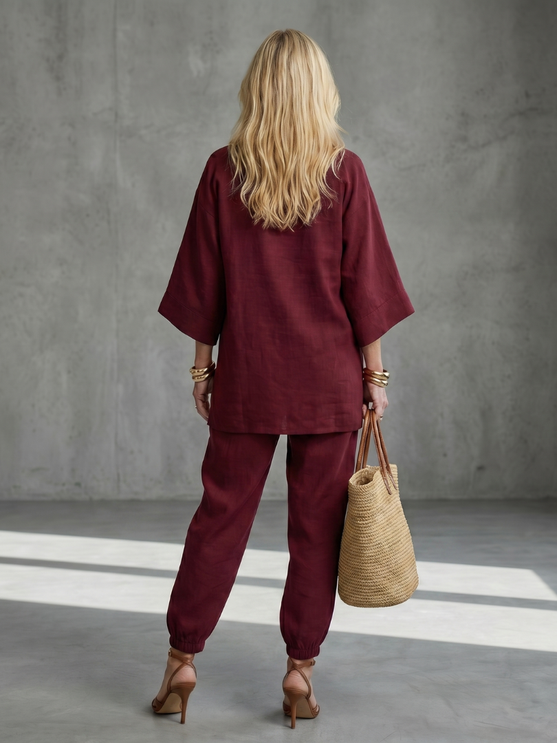 Georgiana | Set Tunica Viscosa e Pantaloni Arricciati