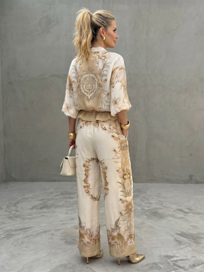 Indie | Top Blouson con Zip Frontale Stampato Set Due Pezzi