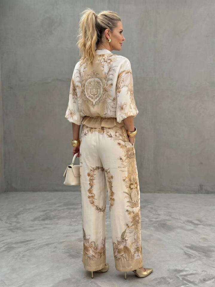 Indie | Top Blouson con Zip Frontale Stampato Set Due Pezzi