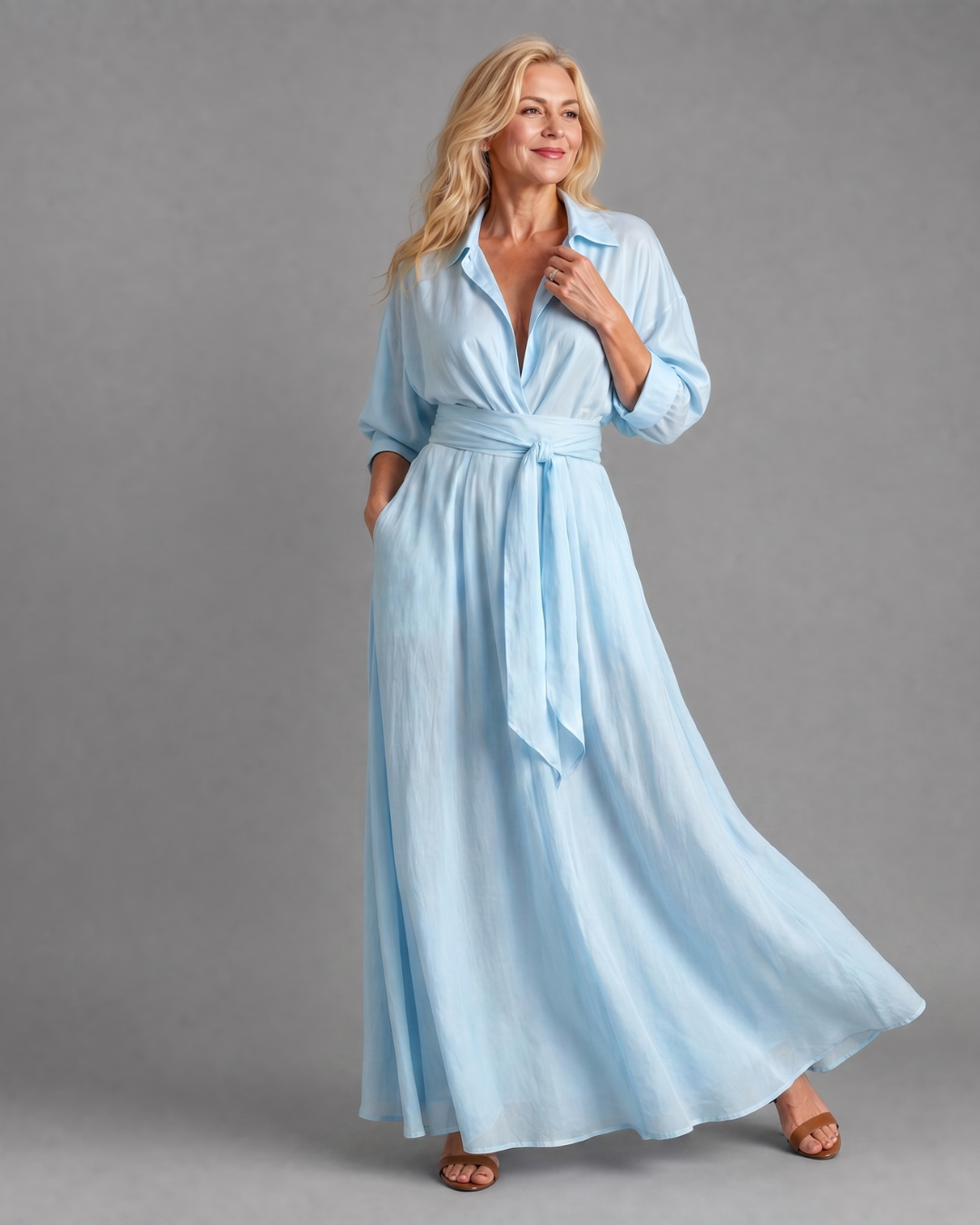 Zelith | Vestito Midi Lungo con Collo e Cintura