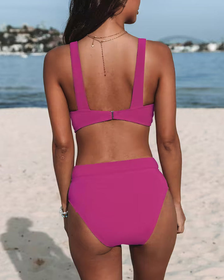 Hilde - Maillot de bain uni à taille haute