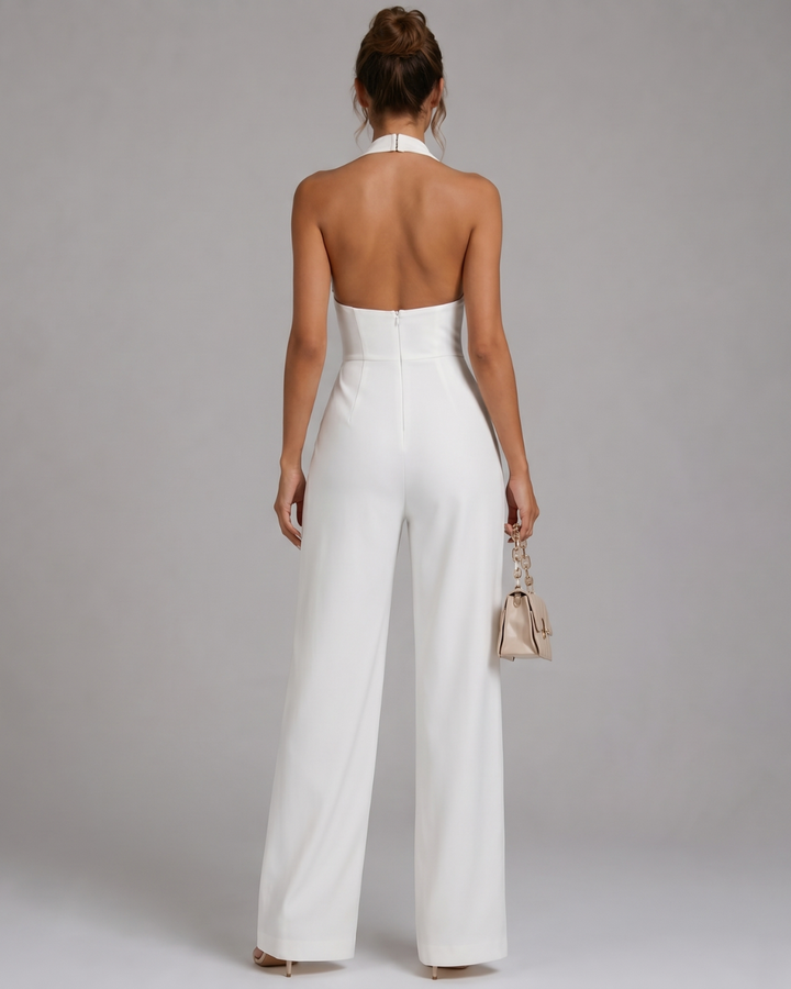 Nymera | Tuta senza maniche con scollo a halter e gamba larga
