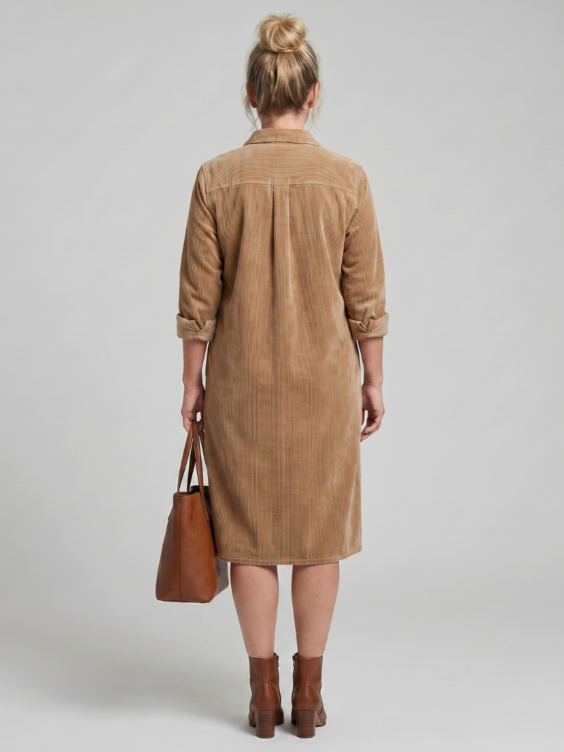 Pema | Abito Midi a Maniche Lunghe con Tasche Applicate