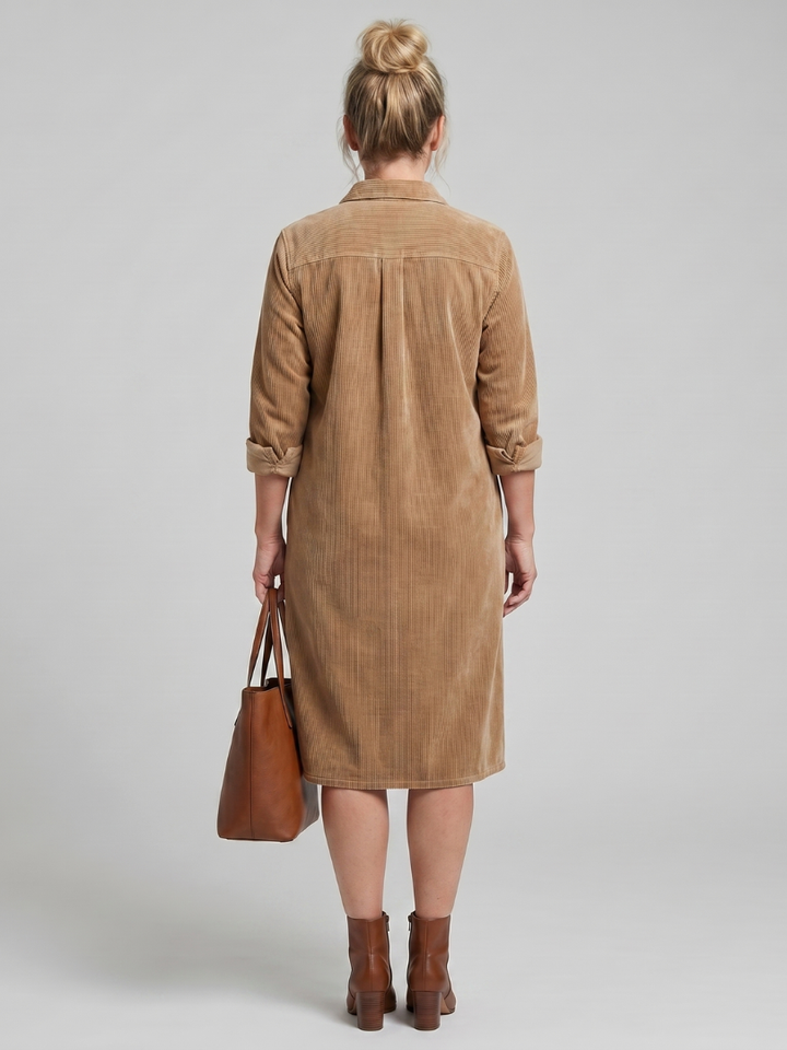 Pema | Abito Midi a Maniche Lunghe con Tasche Applicate