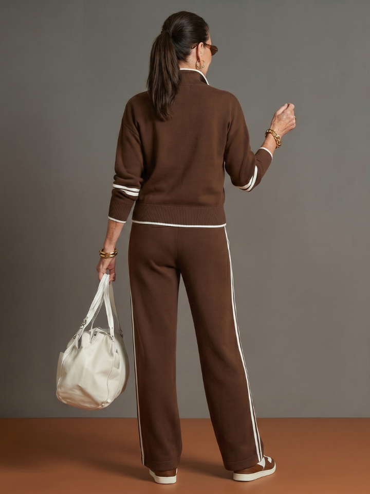 Pioggia | Set di Pantaloni Lungo con Zip e Maniche Lunghe con Striscia Laterale