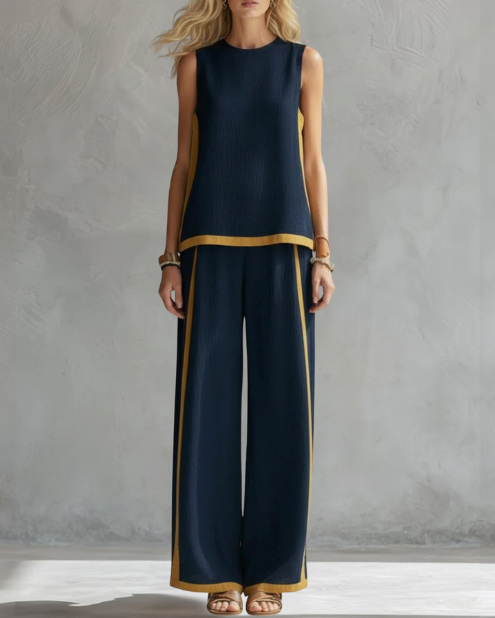 Ensemble de Deux Pièces Aurora en Lin Bleu Marine