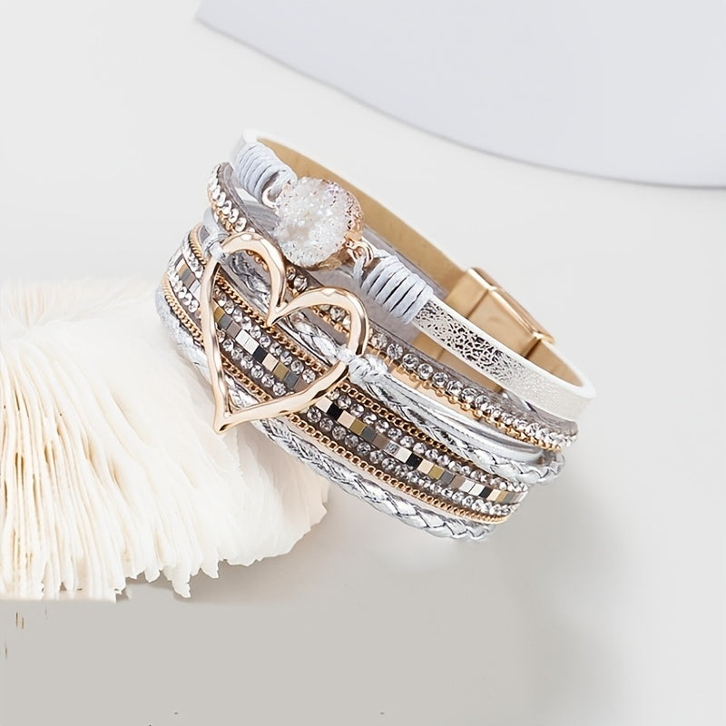 Bracelet en cuir multi-couches bohémien