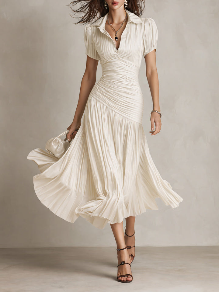 Adriana ∙ Robe midi satinée à rayures rétro