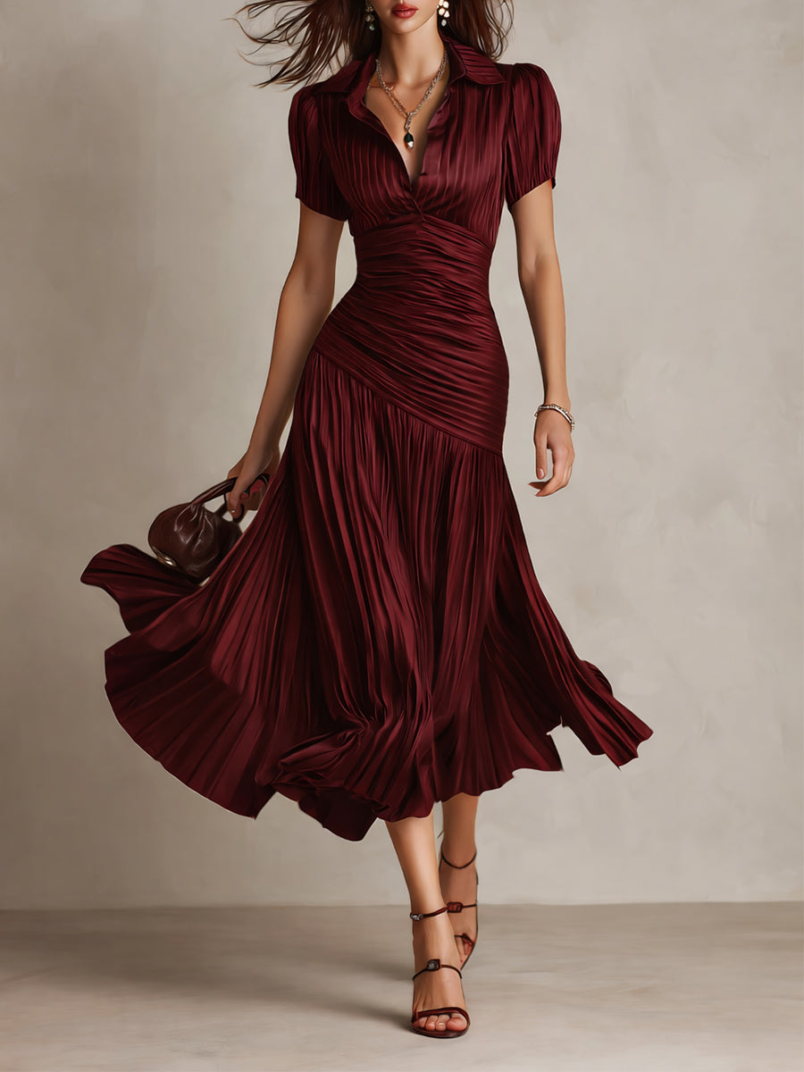 Adriana ∙ Robe midi satinée à rayures rétro