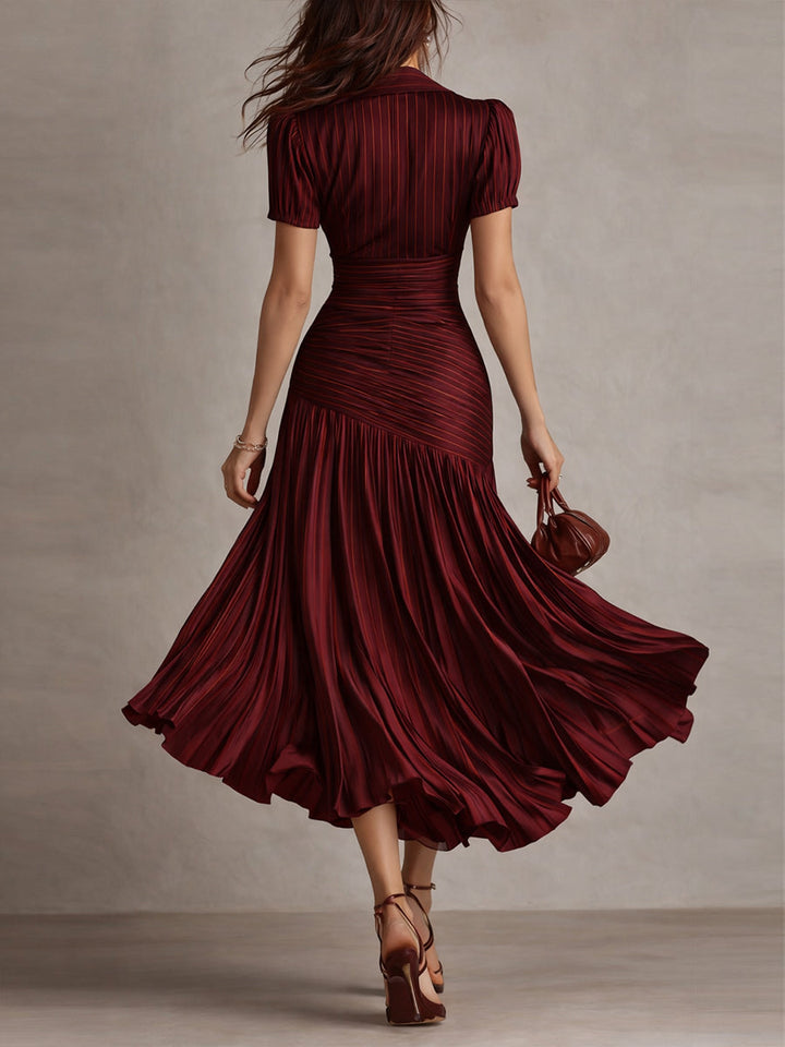 Adriana ∙ Robe midi satinée à rayures rétro
