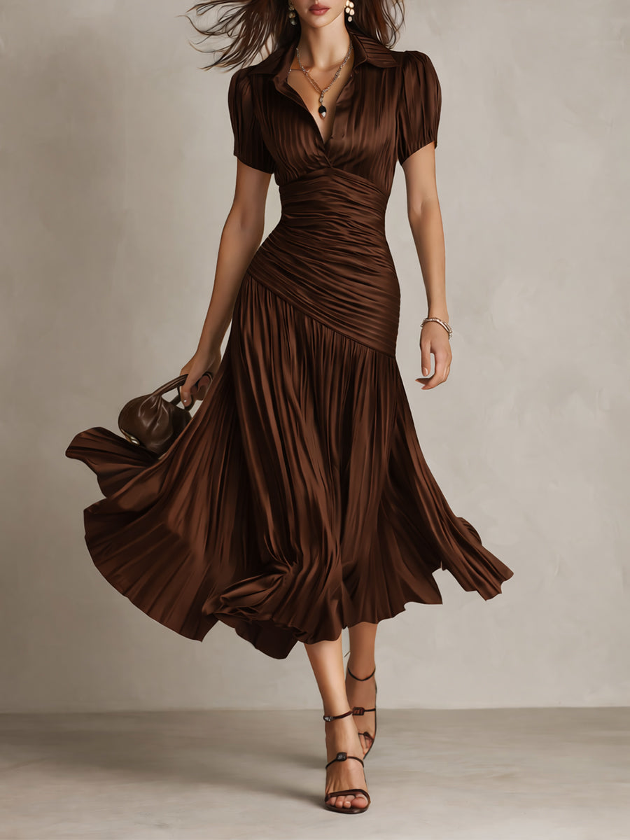 Adriana ∙ Robe midi satinée à rayures rétro