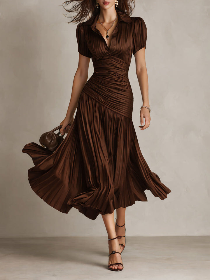 Adriana ∙ Robe midi satinée à rayures rétro