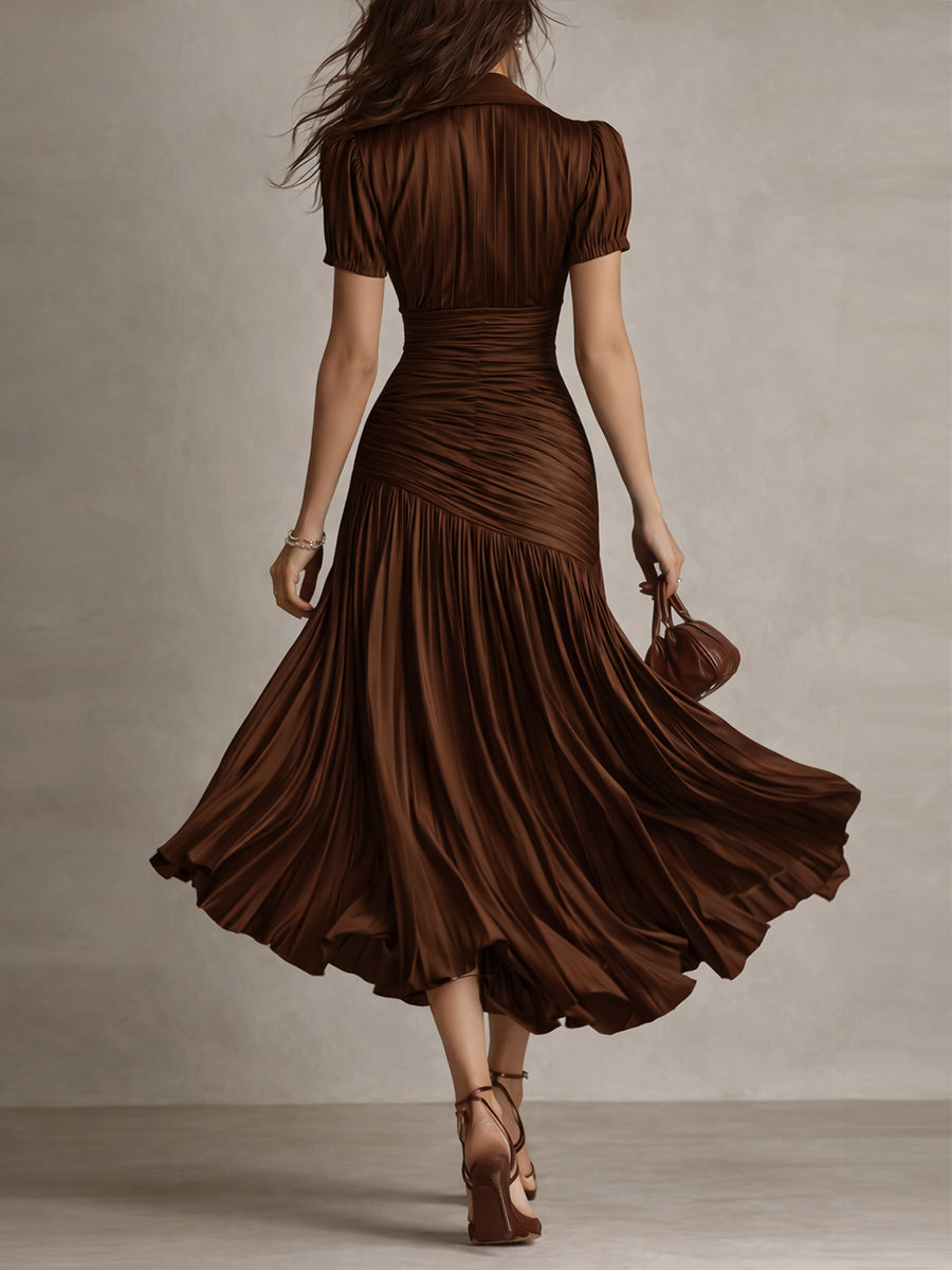 Adriana ∙ Robe midi satinée à rayures rétro