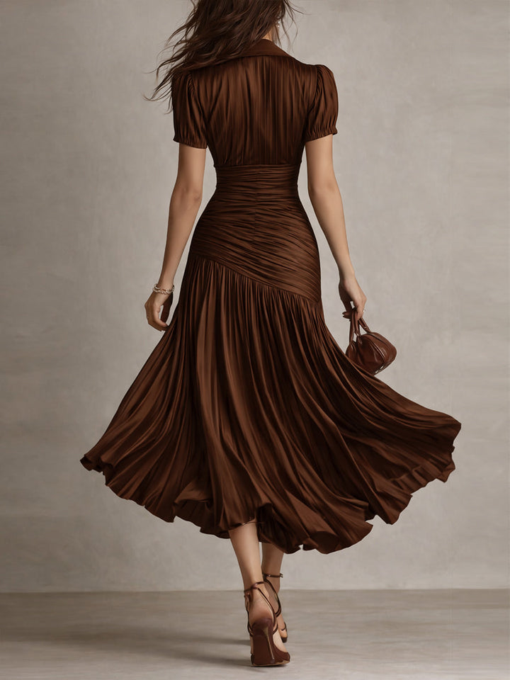 Adriana ∙ Robe midi satinée à rayures rétro