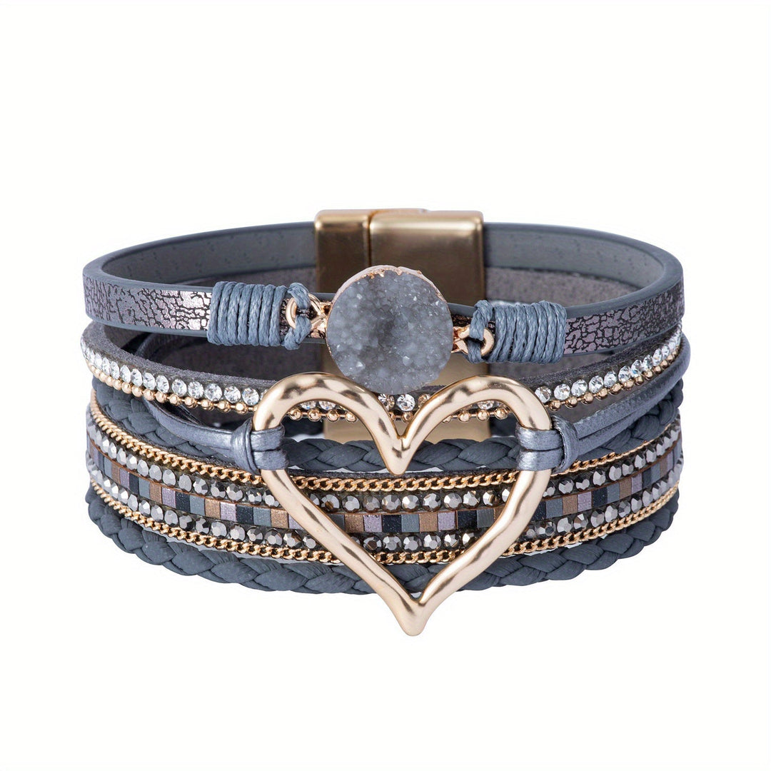 Bracelet en cuir multi-couches bohémien