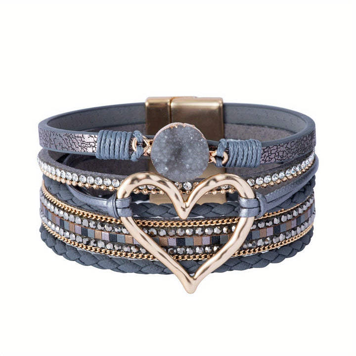 Bracelet en cuir multi-couches bohémien