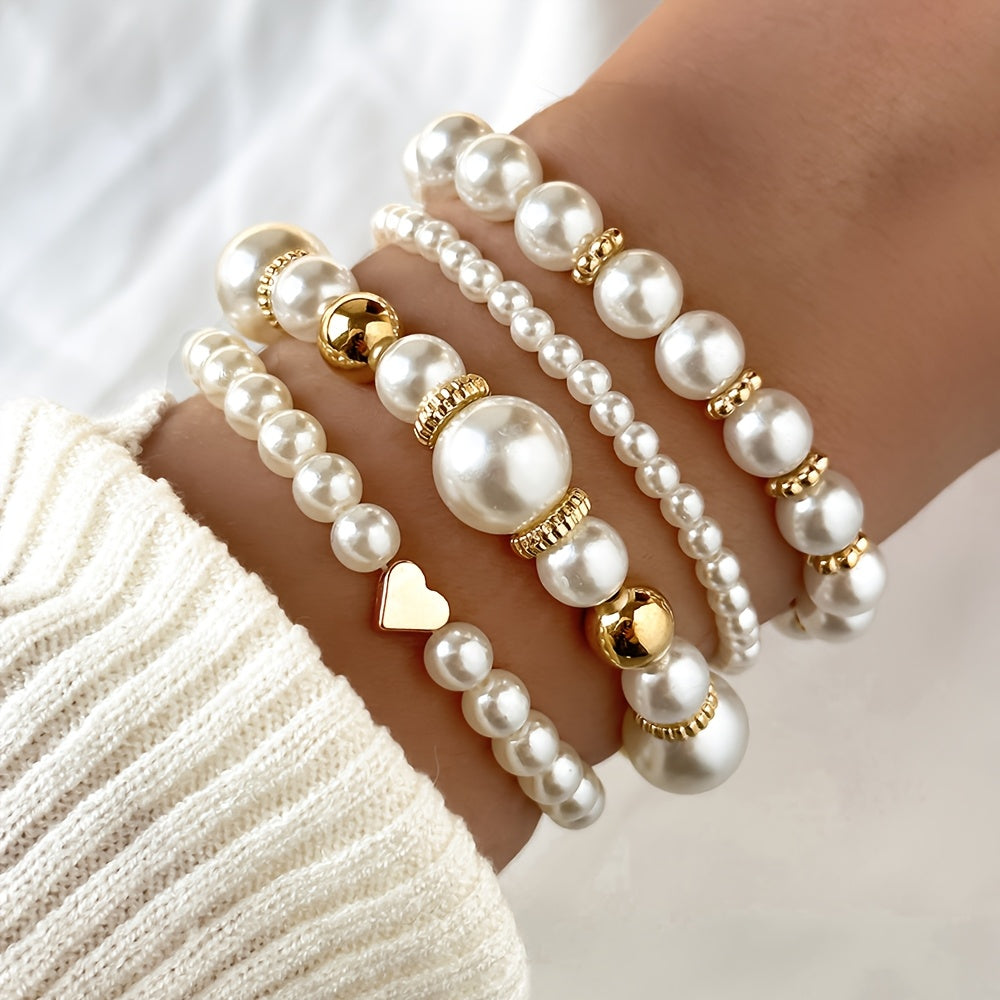 Bracelet en Perles Classiques en Forme de Cœur