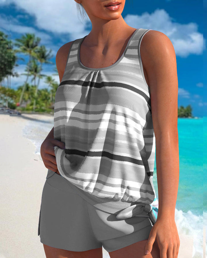 Tankini avec décolleté en U et design rayé