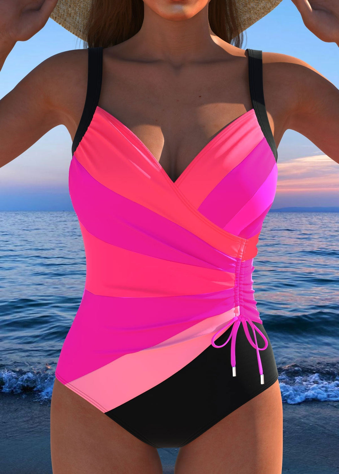 Maillot de bain Luxe Surplice avec Imprimé Coloré