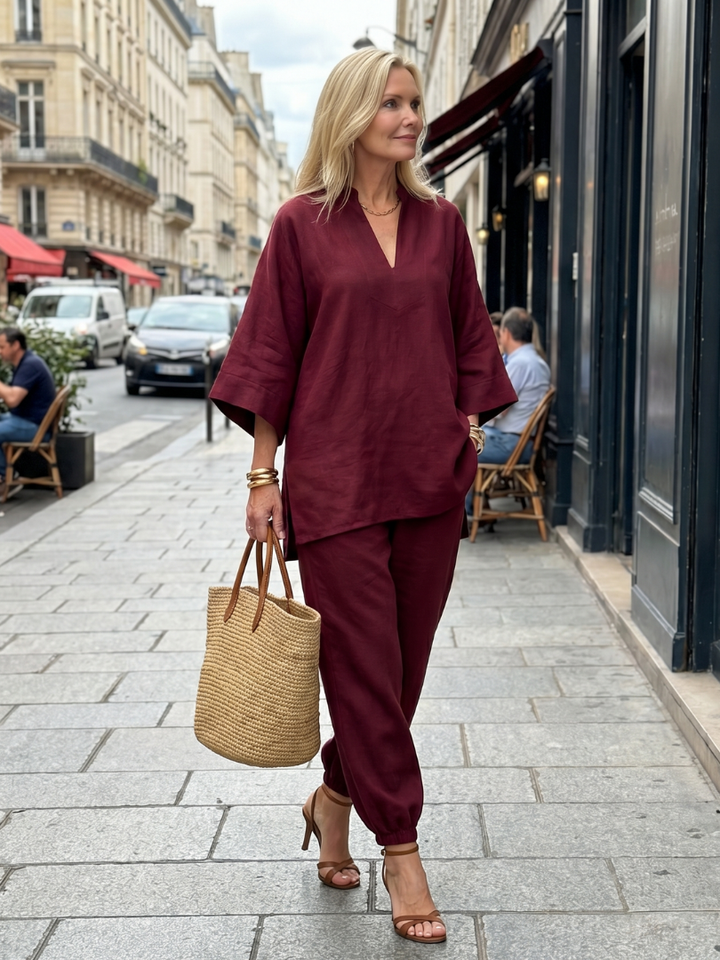 Georgiana | Set Tunica Viscosa e Pantaloni Arricciati