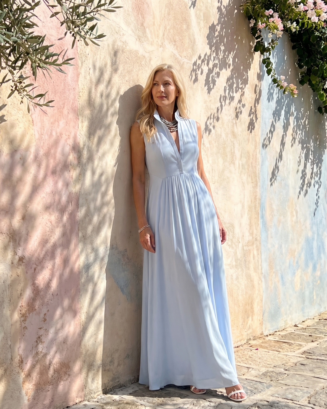 Virelia | Jumpsuit senza maniche con colletto e gamba larga