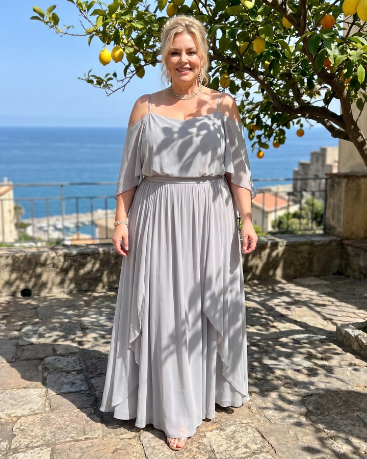Aurevina | Top a Spalle Scoperte e Set di Gonna Maxy Fluttuante