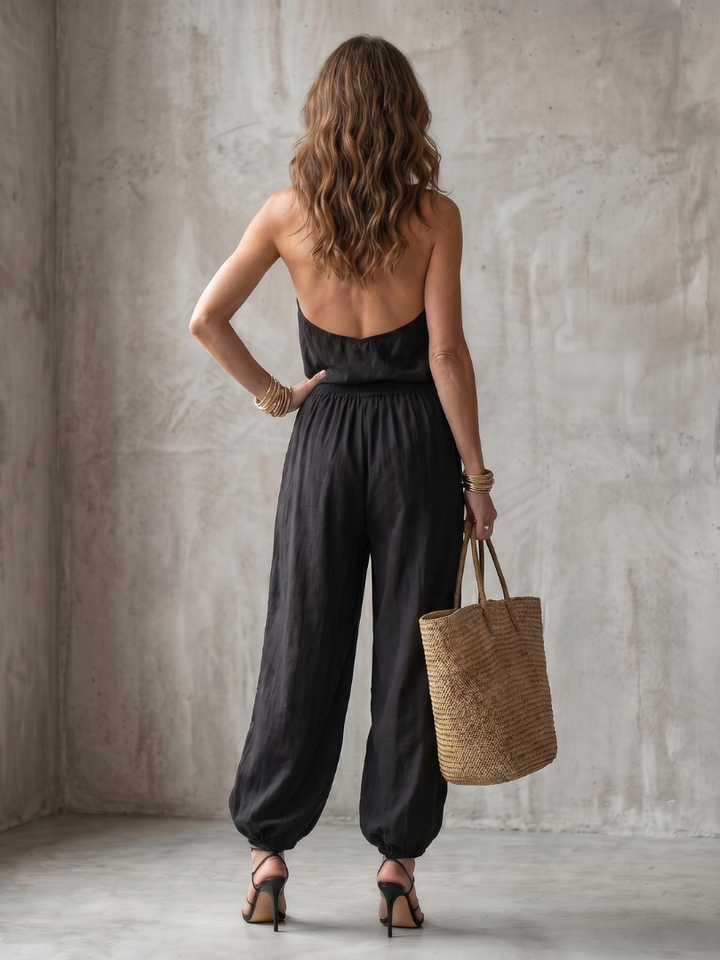 Yvaine | Top Fluido con Collo Drappeggiato e Pantaloni a Gamba Larga