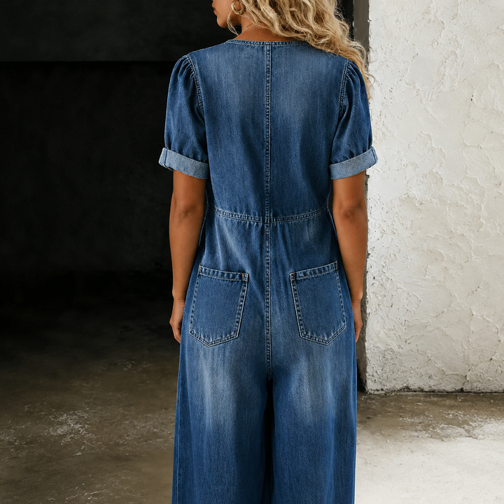 Maya | Salopette Denim à Jambes Larges