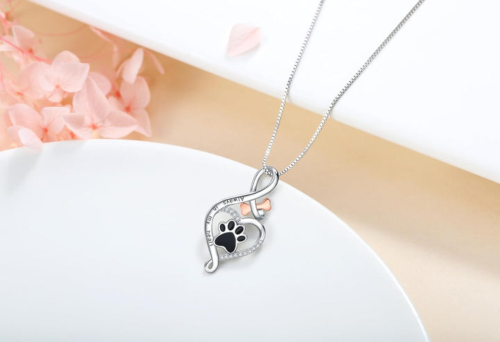 Lucky Charm Necklace with Heart, Bone, and Infinity Symbol