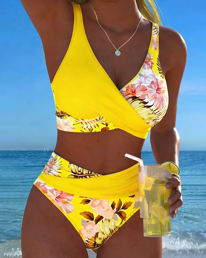 Bikini Contrast Fleurs Imprimé