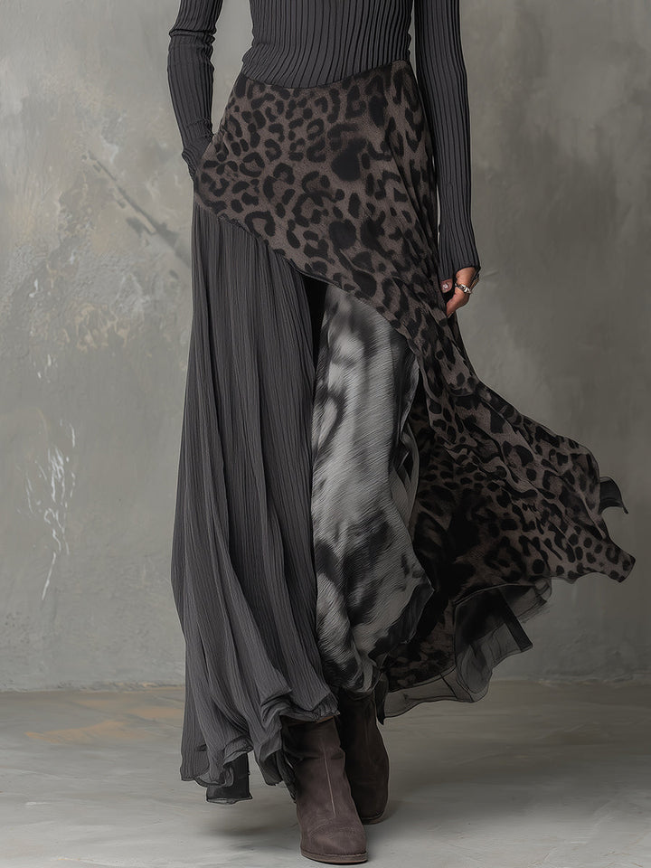 Martina - Robe longue de style bohème avec imprimé léopard