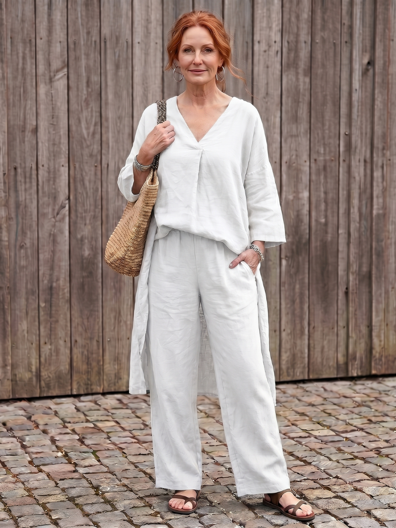 Onice | Set Top Tunica Larga e Pantaloni a Gamba Larga