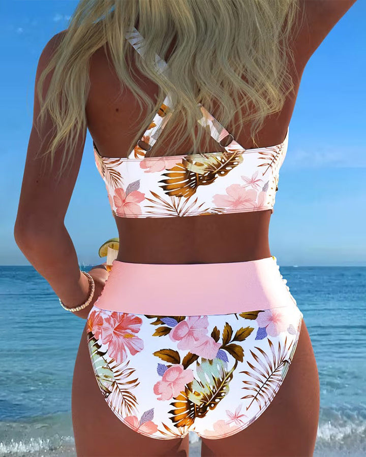 Bikini Contrast Fleurs Imprimé