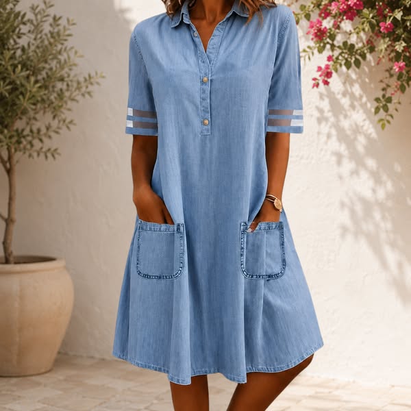 Serena | Robe Chemisier en Denim